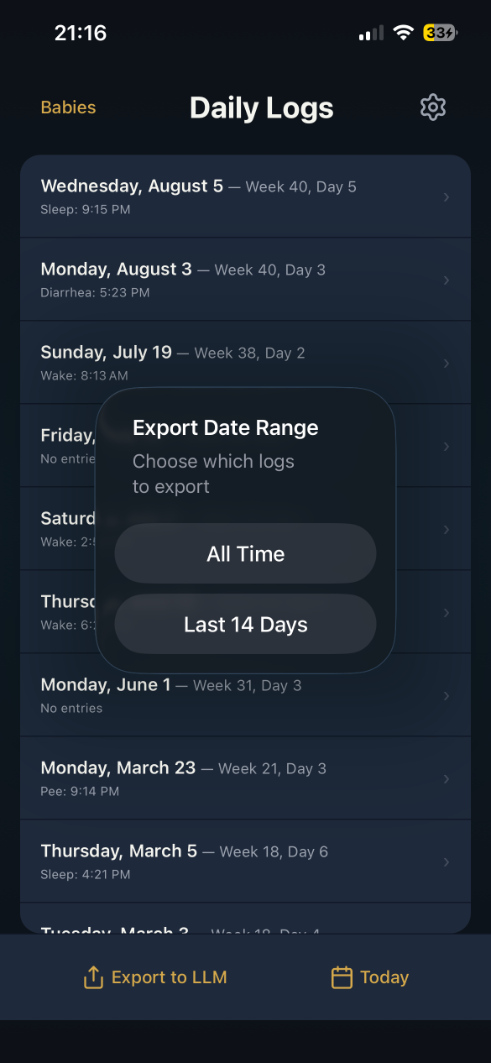 Export your logs to ask questions