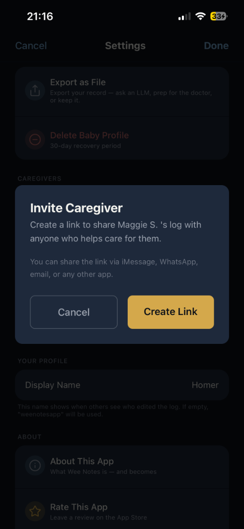 Invite a caregiver with a single link